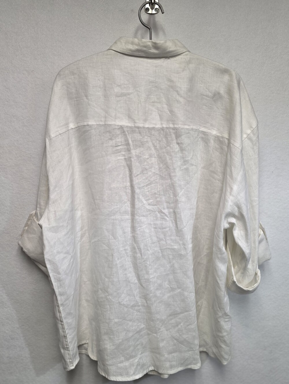 Bruno Mens 3XLB 100% White Linen Button-Down Tab Sleeve Shirt - Picture 3 of 8